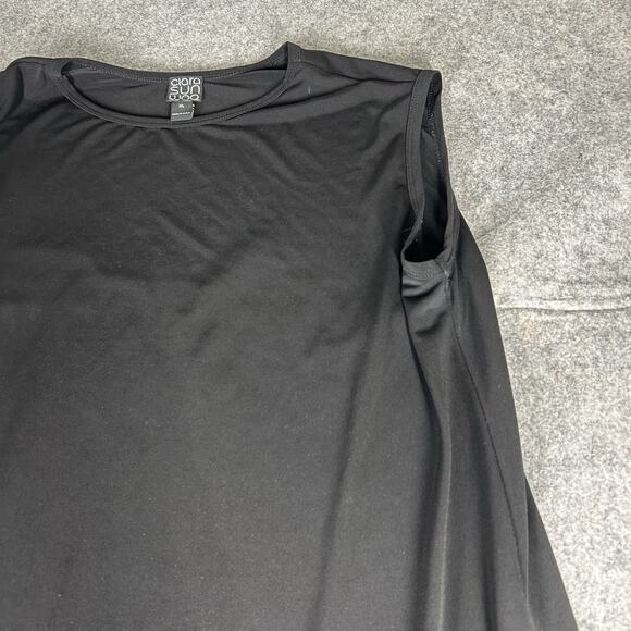 Clara Sun Woo Tunic Top Womens XL Long Slits Black Slinky Minimalist Capsule - Picture 5 of 8